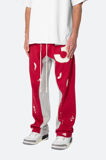 3 Patch Contrast Sweatpants | Red/Grey