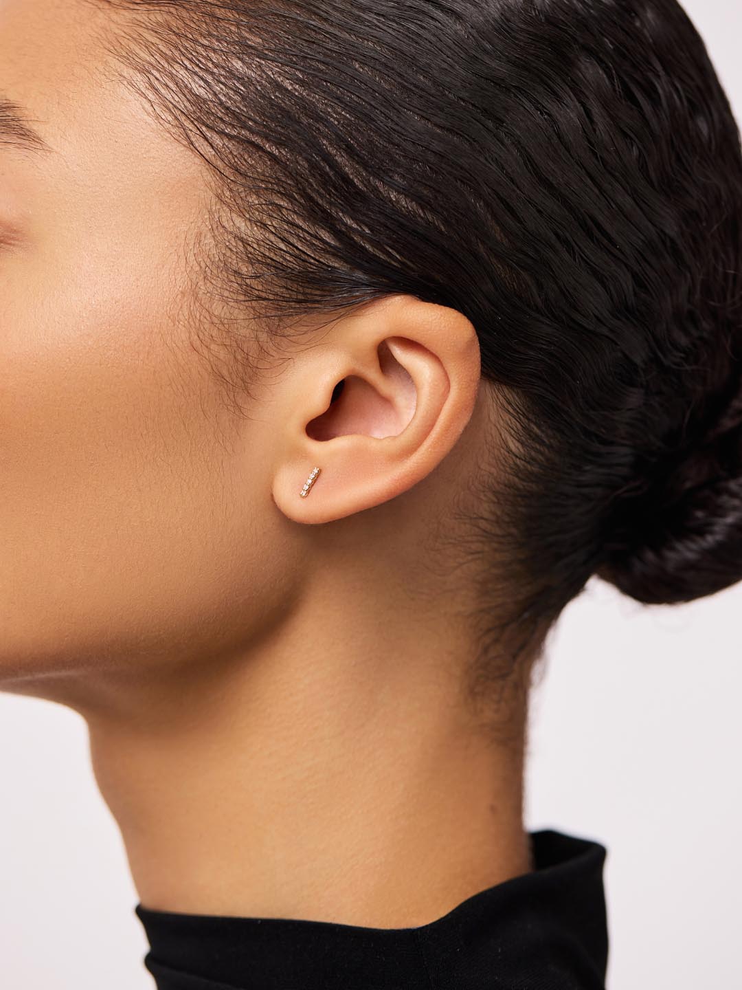 Pave Bar Stud Earrings | 10K Solid Gold | 0.07 CTW Diamonds