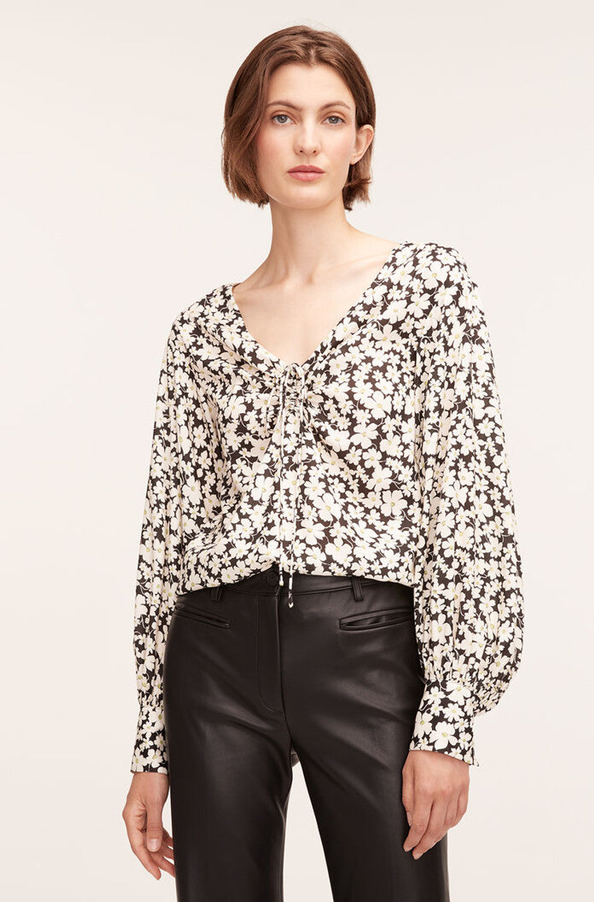 Paige Fleur Drawstring Long Sleeve Blouse | Paige Fleur Black Combo