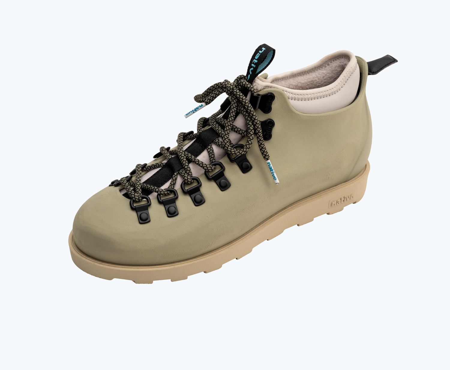 Angled view of a Native Shoes Fitzsimmons Citylite Bloom | Elm Green/ Soy Beige/ Tundra Loch Footwear