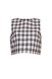 Debbie Top | Black Ivory Boucle Grid