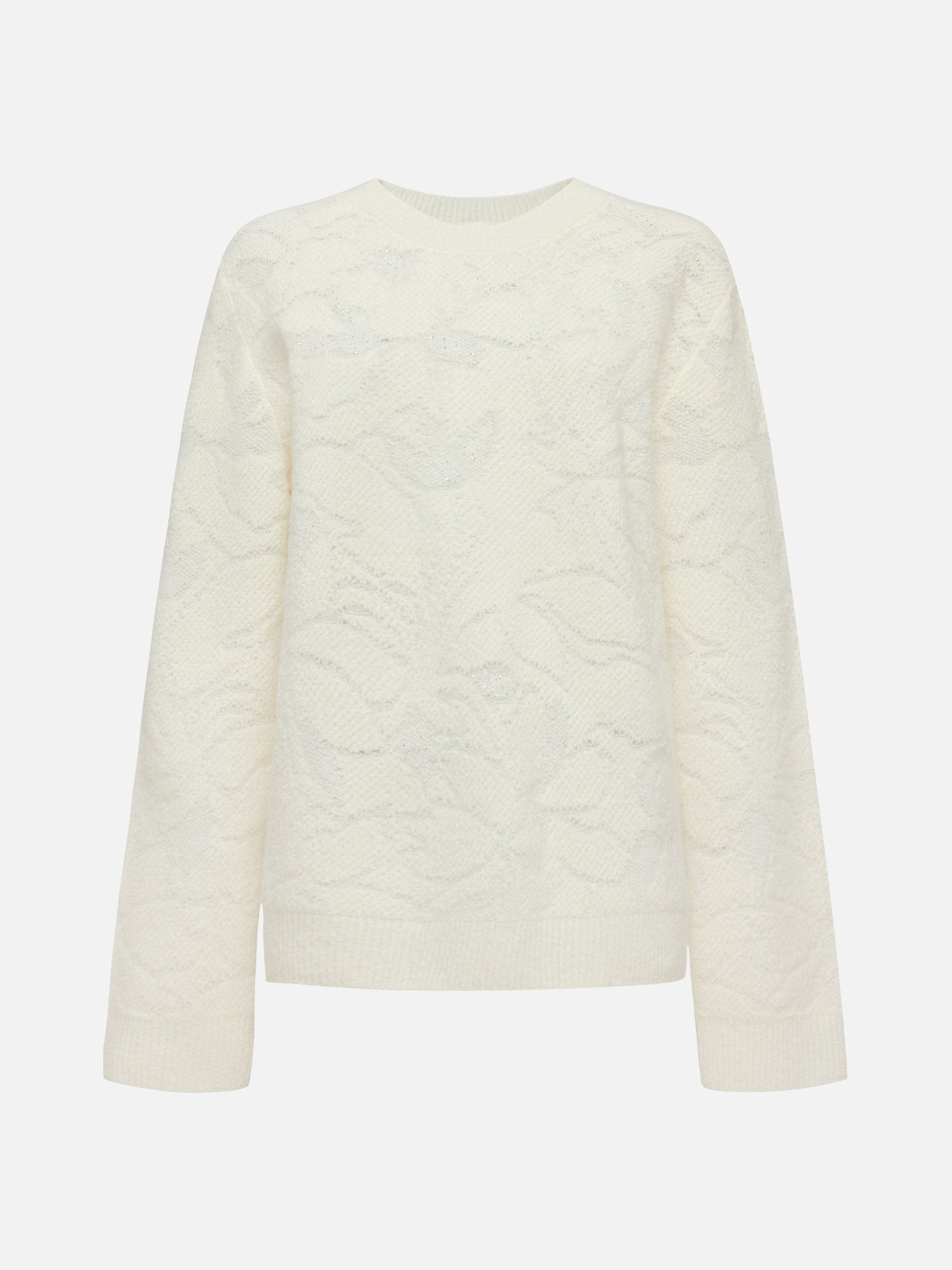 wool-cashmere jacquard knit sweater | White