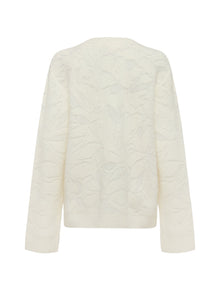 wool-cashmere jacquard knit sweater | White