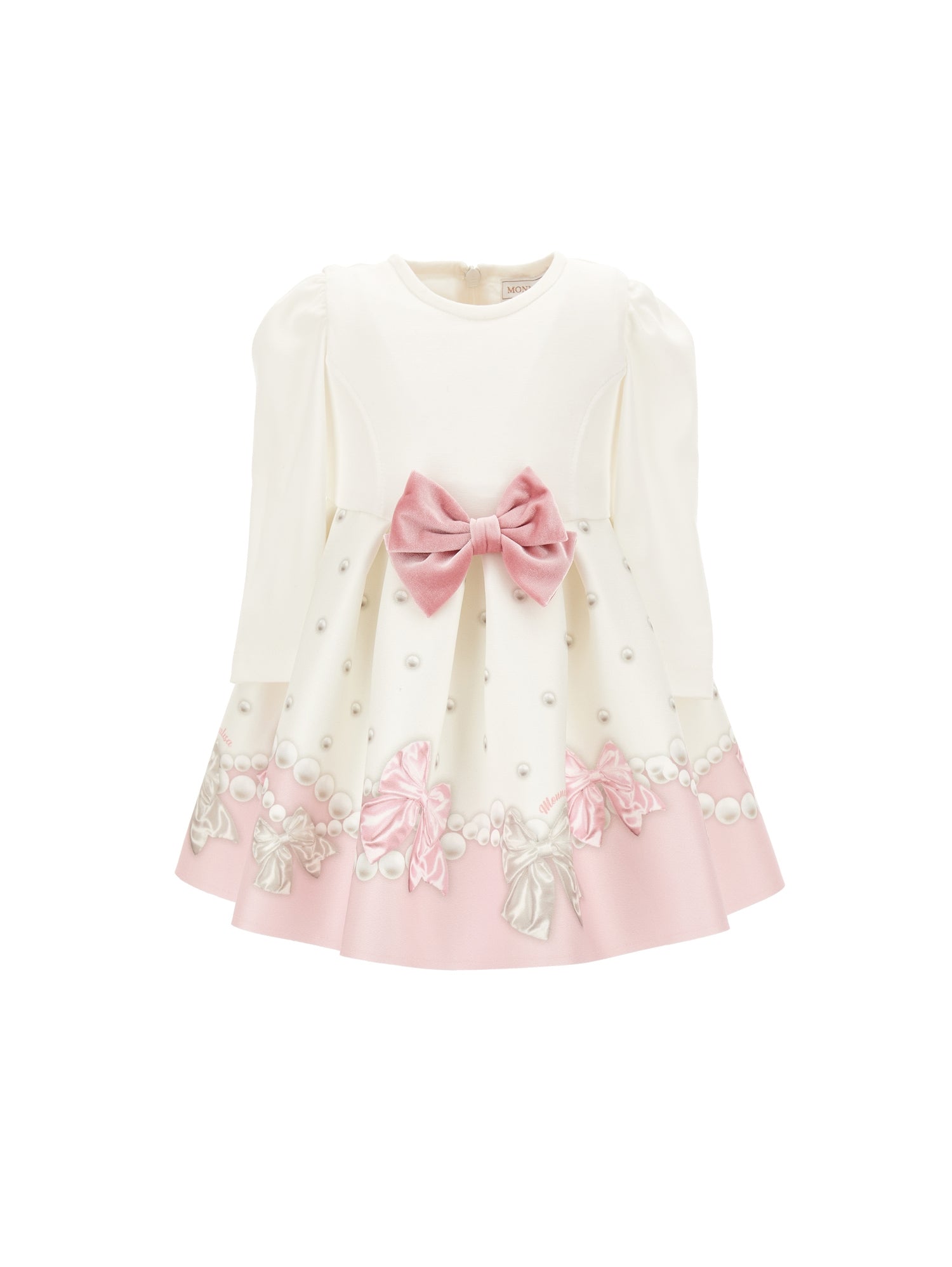 Girls | Dress With Velvet Maxi Bow | Cream/Antique Pink