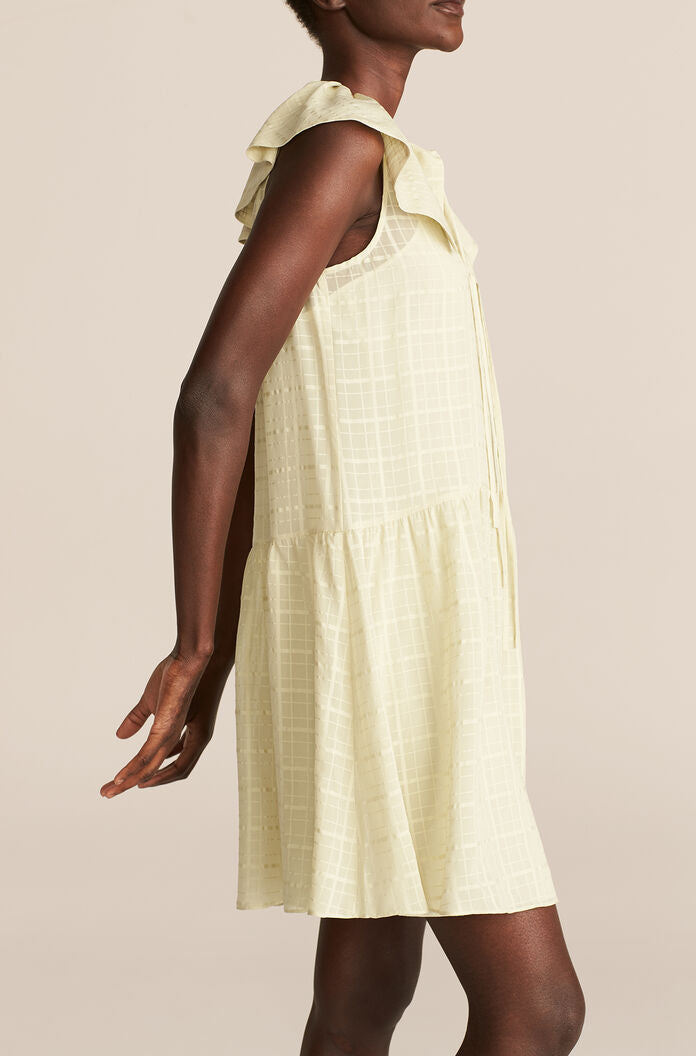 Sleeveless Daybreak Check Dress | Celery