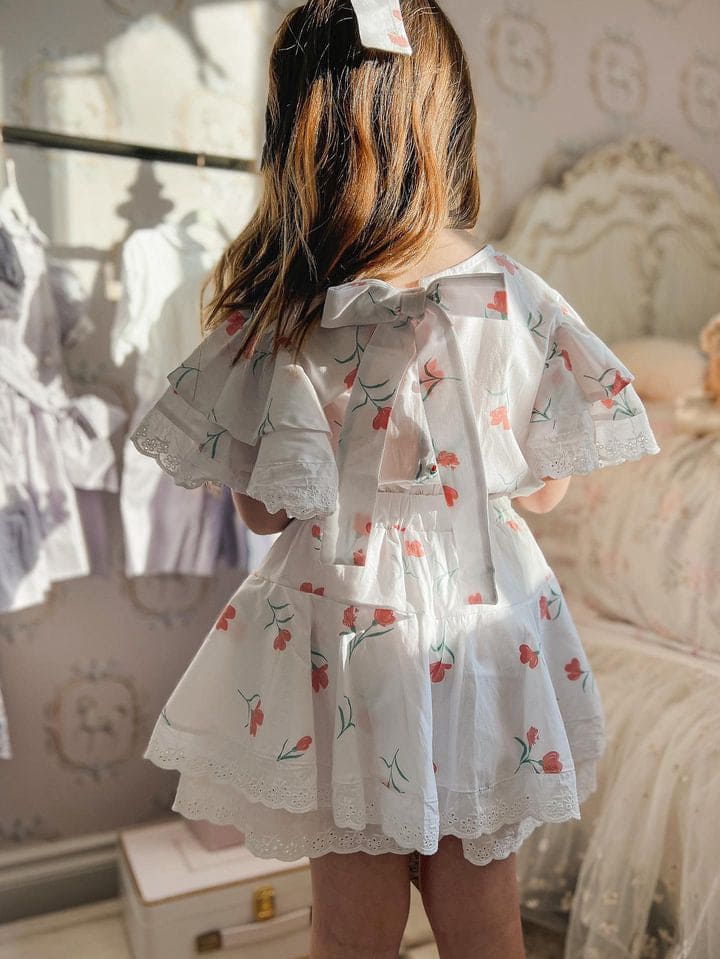 Baby Girls | Tulip Cotton Blouse and Shorts Set | White
