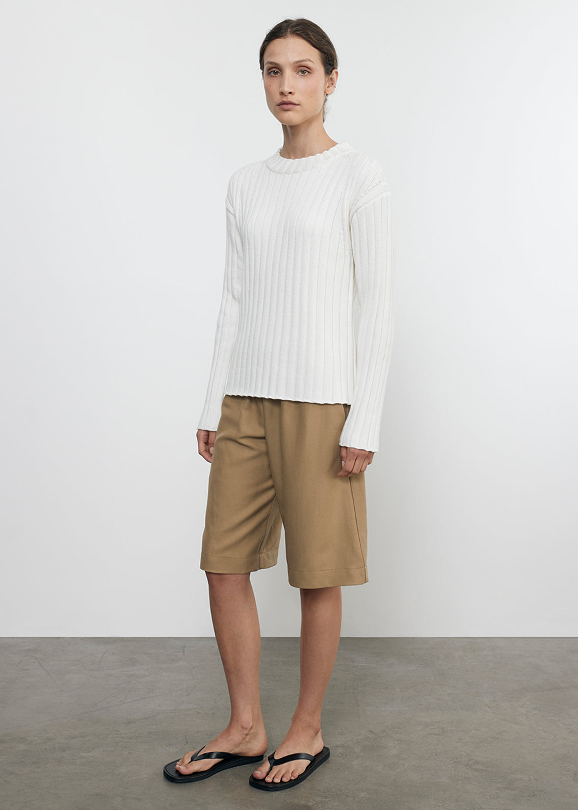 Chunky Cotton Fisherman Sweater | White