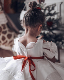Baby Girls | Constanza Ceremony Dress with Bow | White & Red