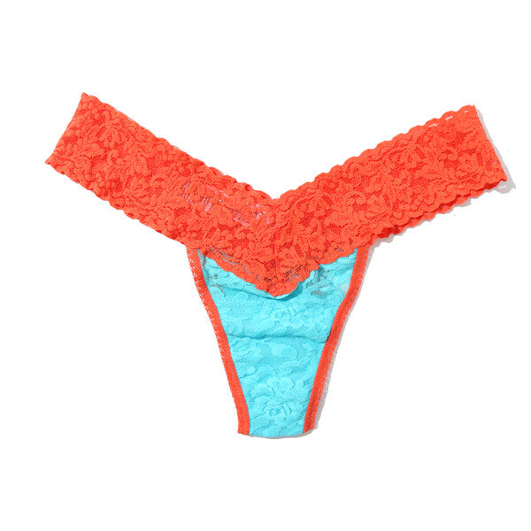 Signature Lace Low Rise Thong | Beau Blue x Orange Sparkle