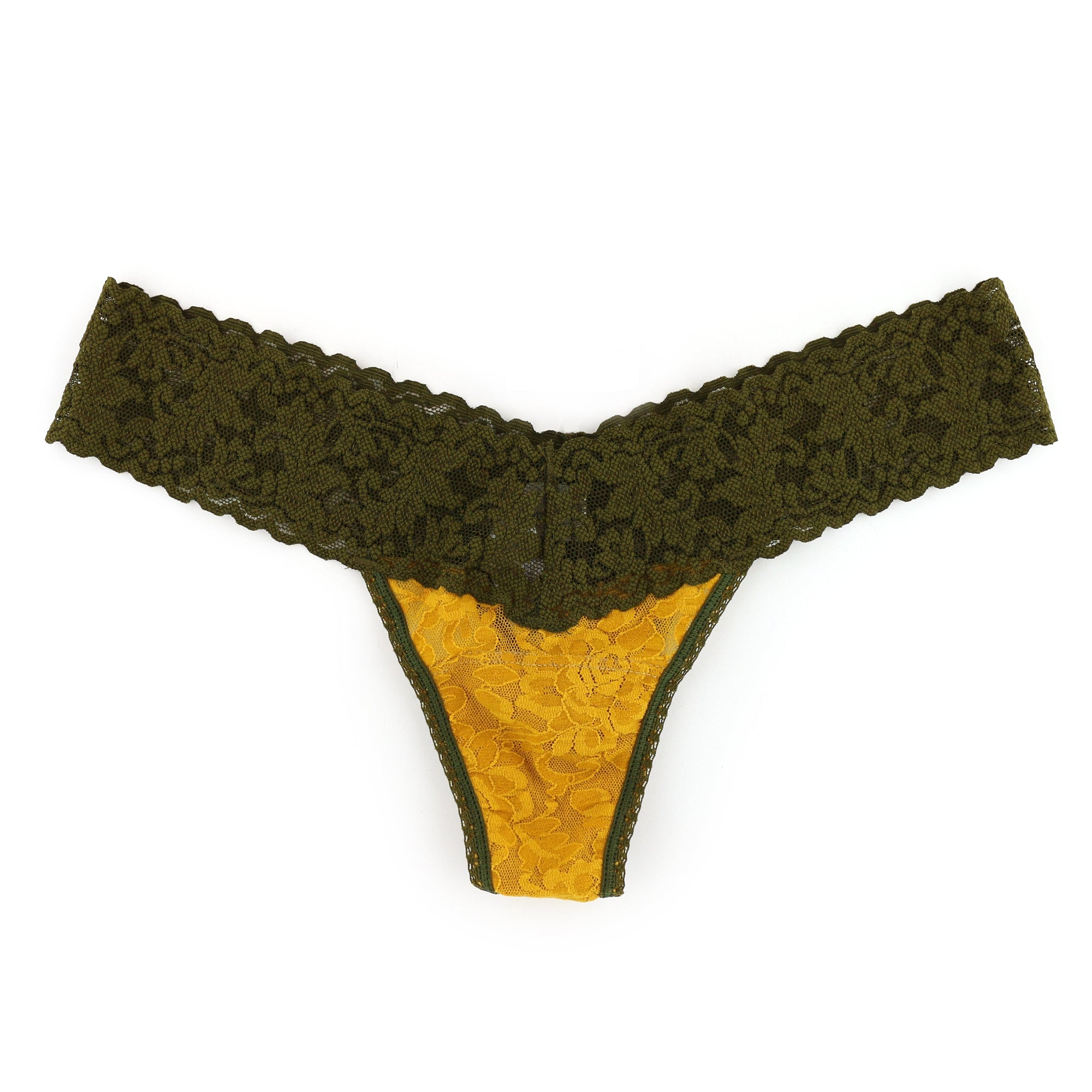 Signature Lace Low Rise Thong | Spiced Amber/Olive Green