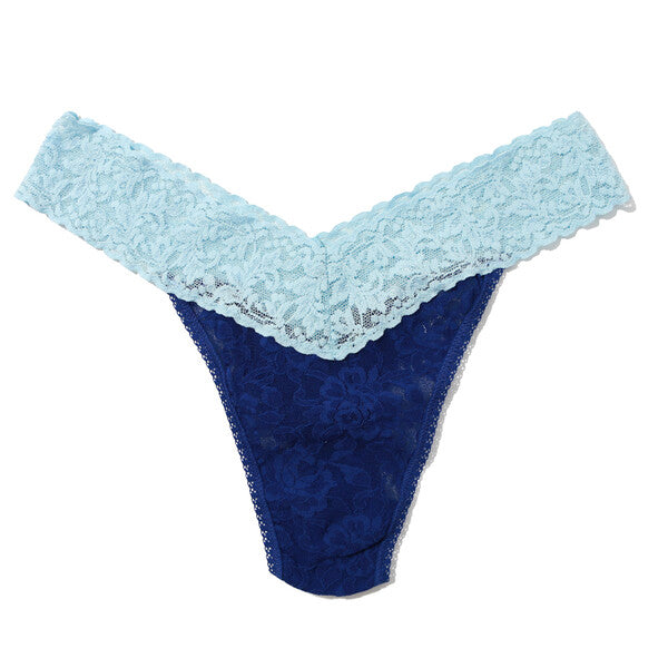 Signature Lace Original Rise Thong | Midnight Blue/Tempting Turquoise