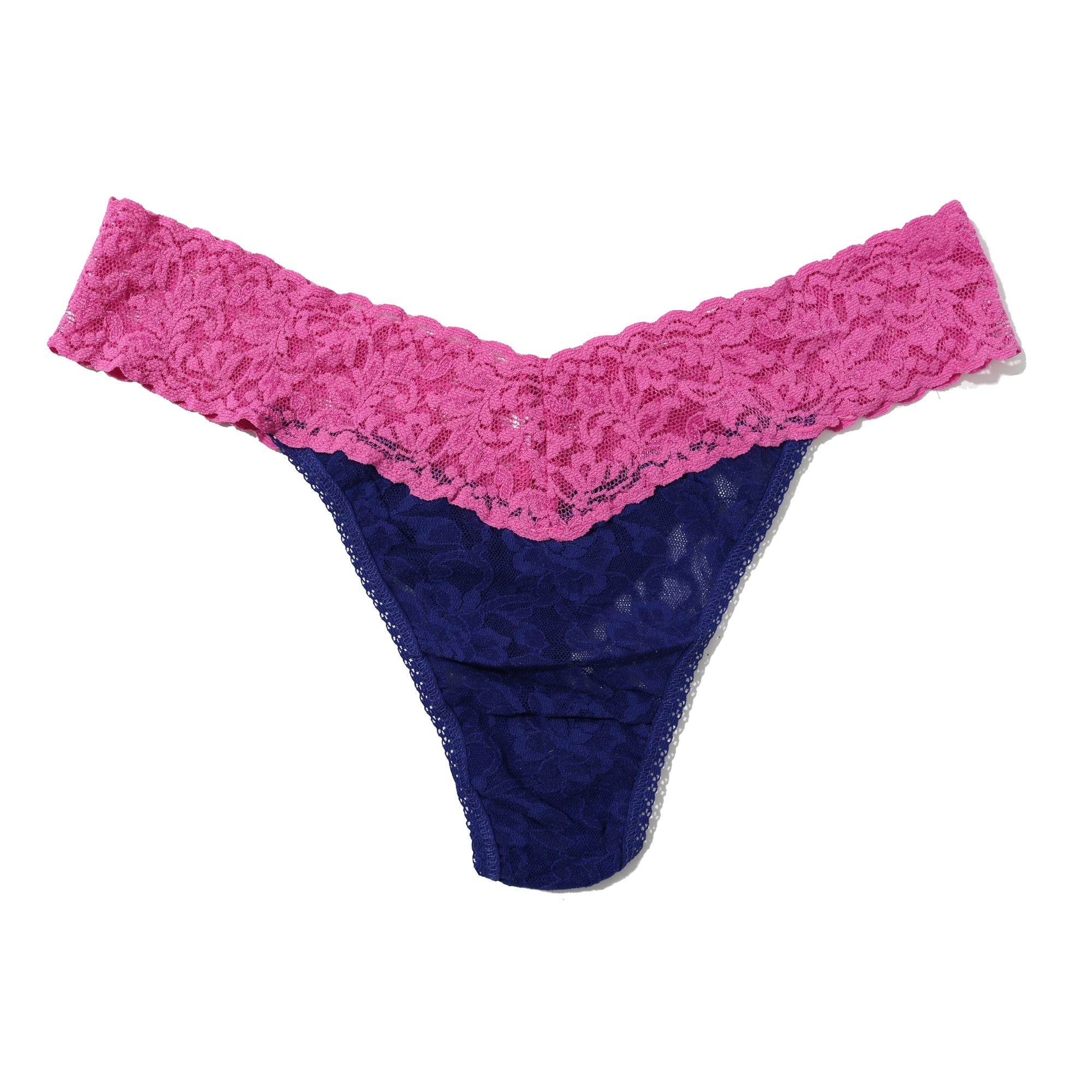 Signature Lace Original Rise Thong | Midnight Blue/Raspberry Ice
