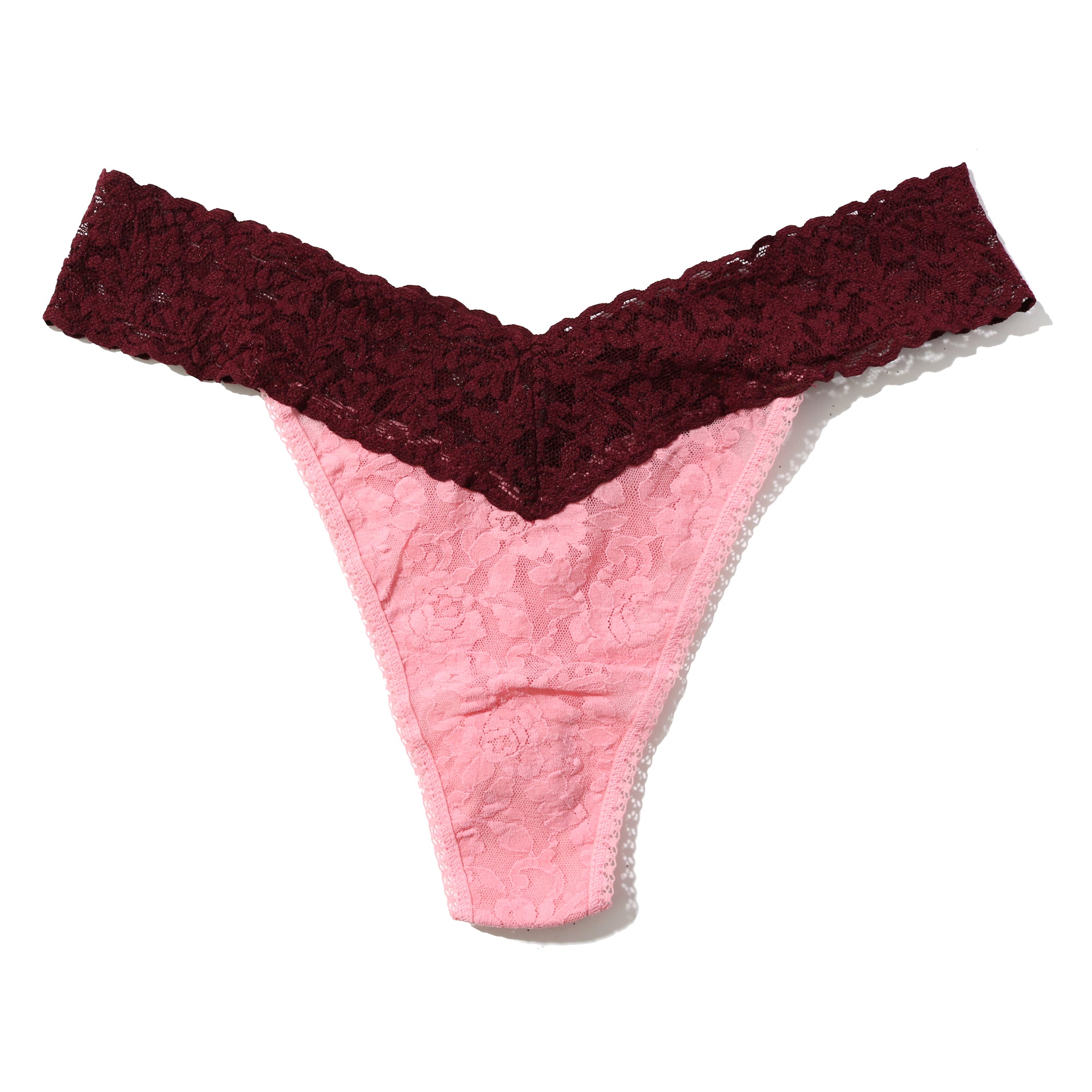 Signature Lace Original Rise Thong | Pink Lady/Cabernet