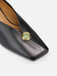 Peony Jade Square-Toed High Heel | Black