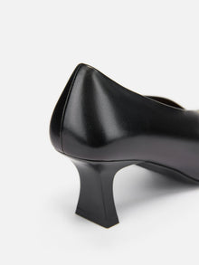 Peony Jade Square-Toed High Heel | Black