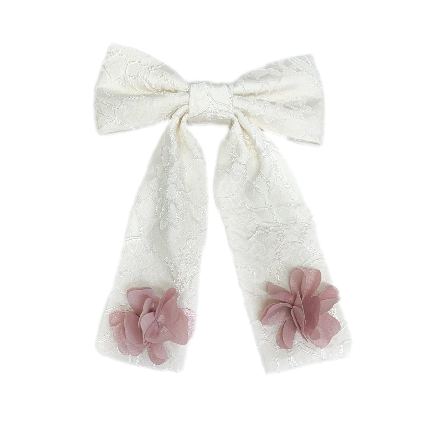 Cherry Blossom Hair Bow | White