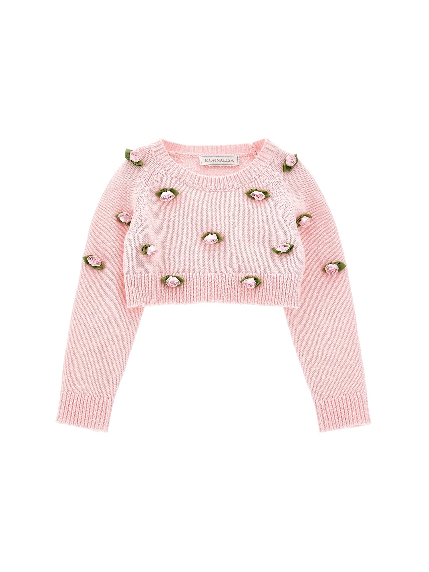 Girls | Cotton Sweater With Roses | FairyTale Pink