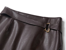 Faux Leather Skirt | Brown