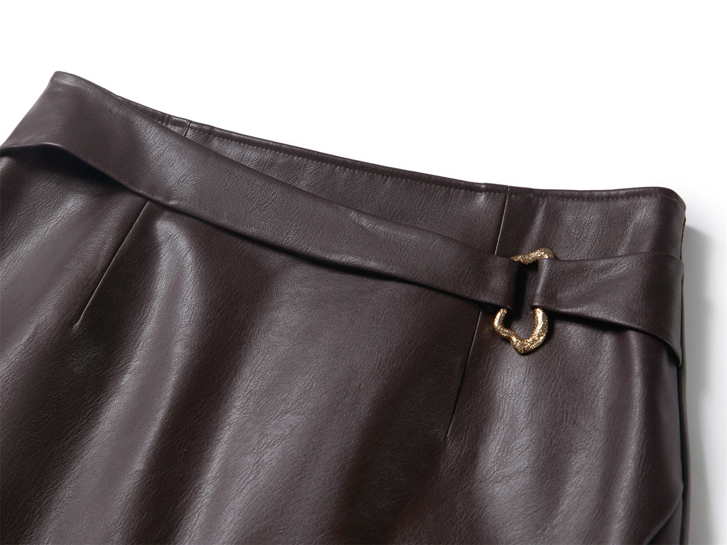 Faux Leather Skirt | Brown