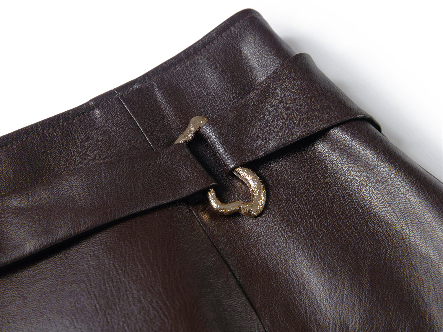 Faux Leather Skirt | Brown