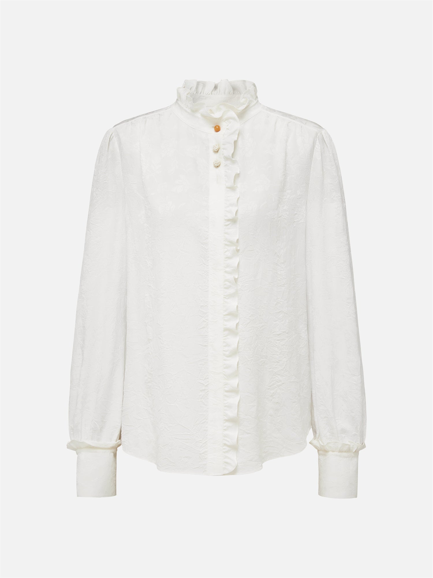Emphasized Silk Placket Shirt | White