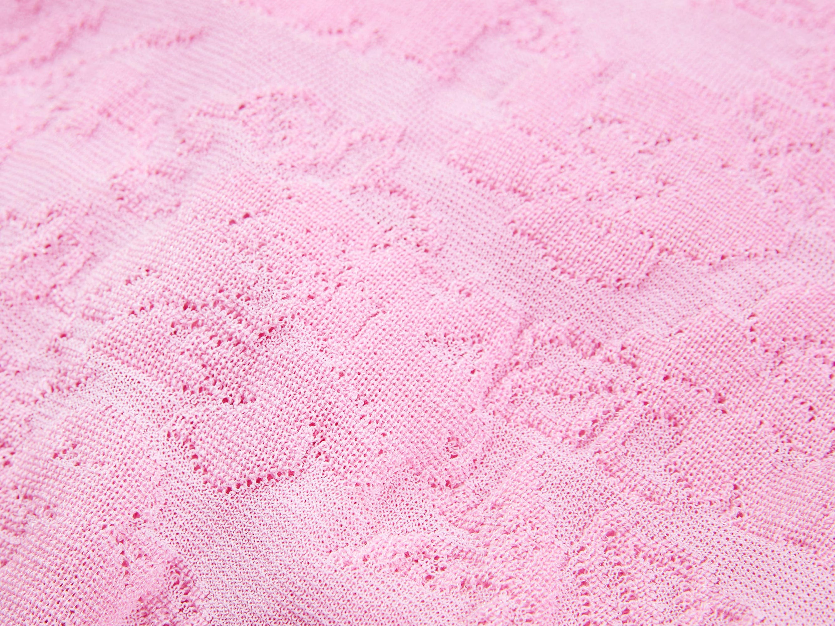 Textured Openwork Jacquard Drawstring Waist Knit Top | Pink