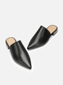 Low-Heel Mule Pointed Slippers | Black