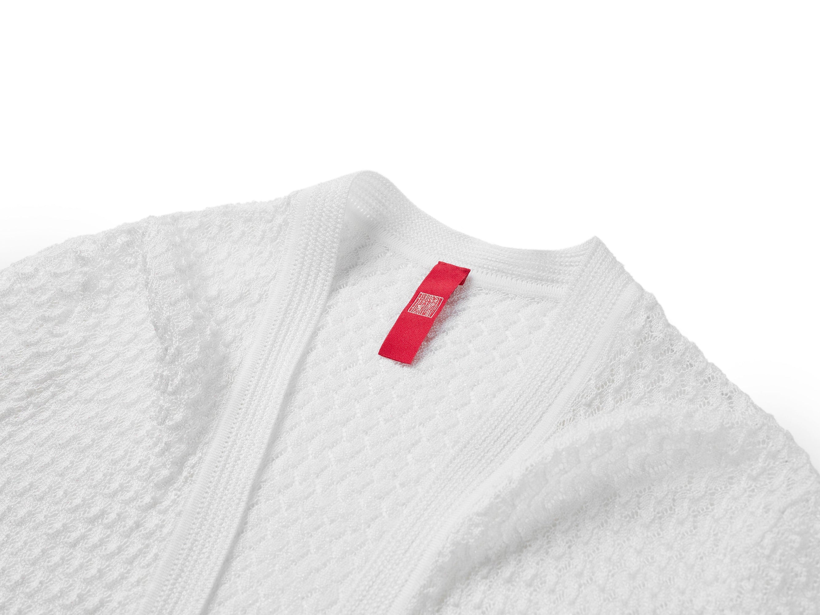Short Sleeve Open-Knit Cardigan | White