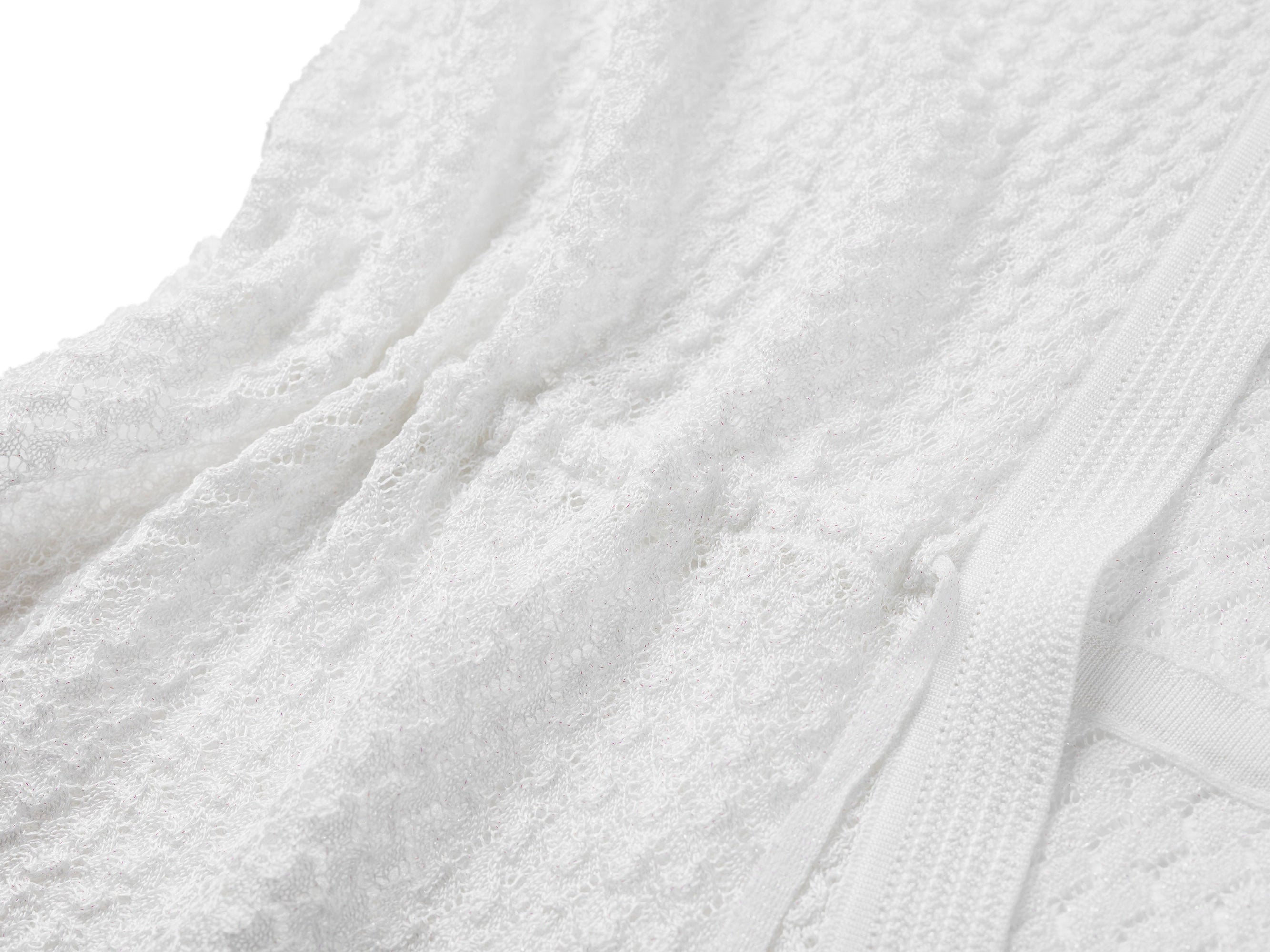 Short Sleeve Open-Knit Cardigan | White