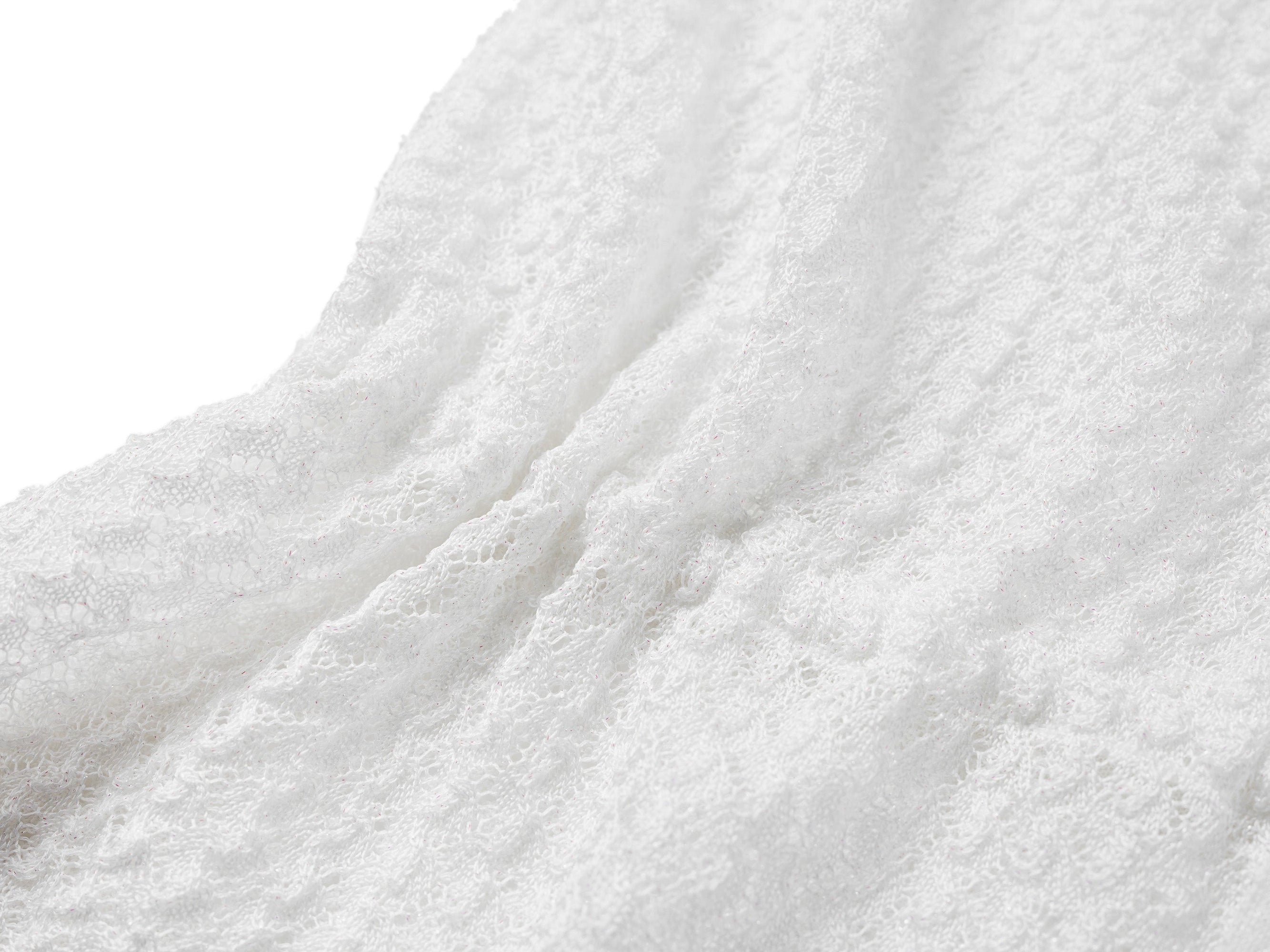 Short Sleeve Open-Knit Cardigan | White