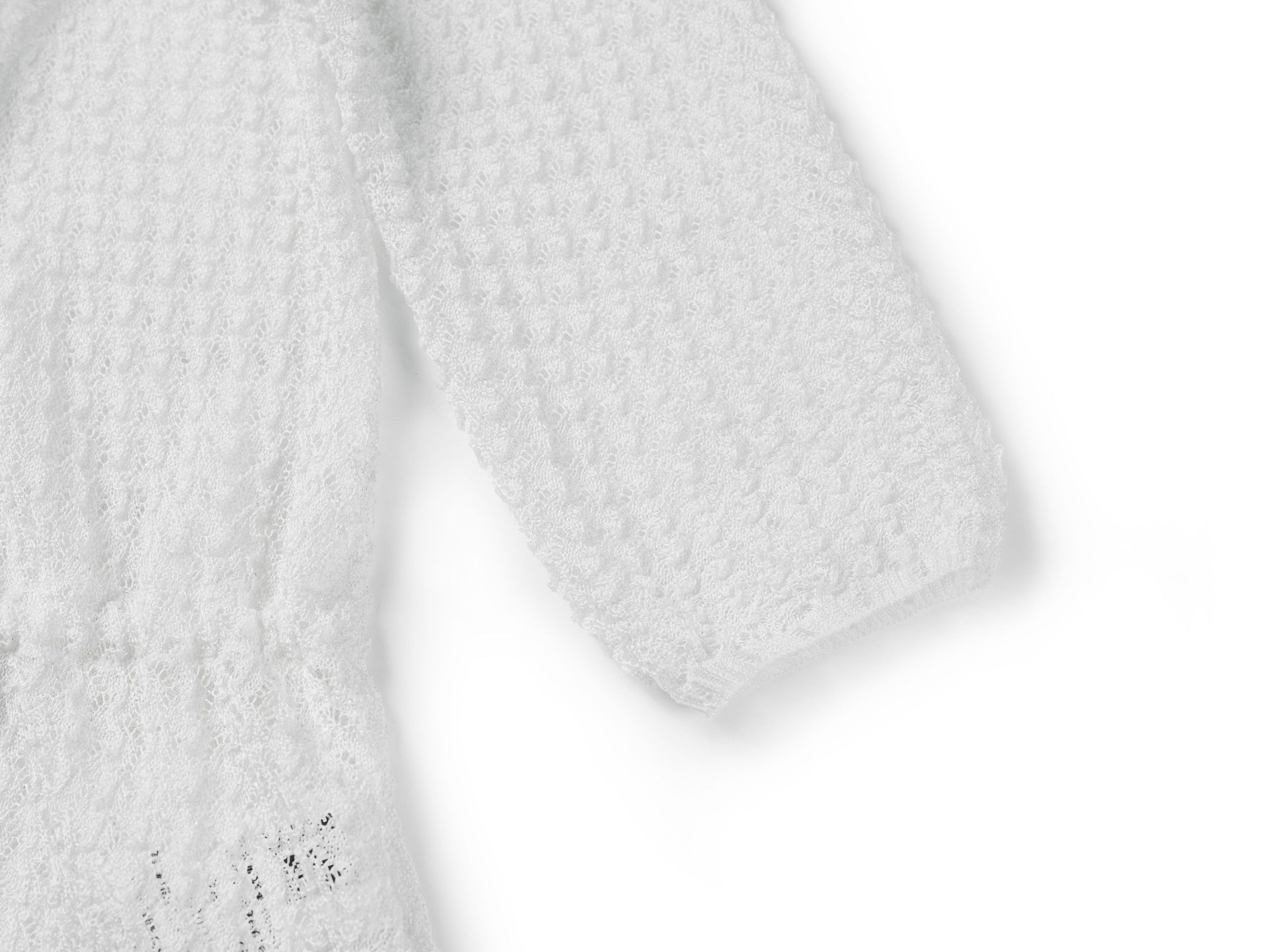 Short Sleeve Open-Knit Cardigan | White