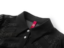 Semi-Sheer Button-Down Blouse | Black