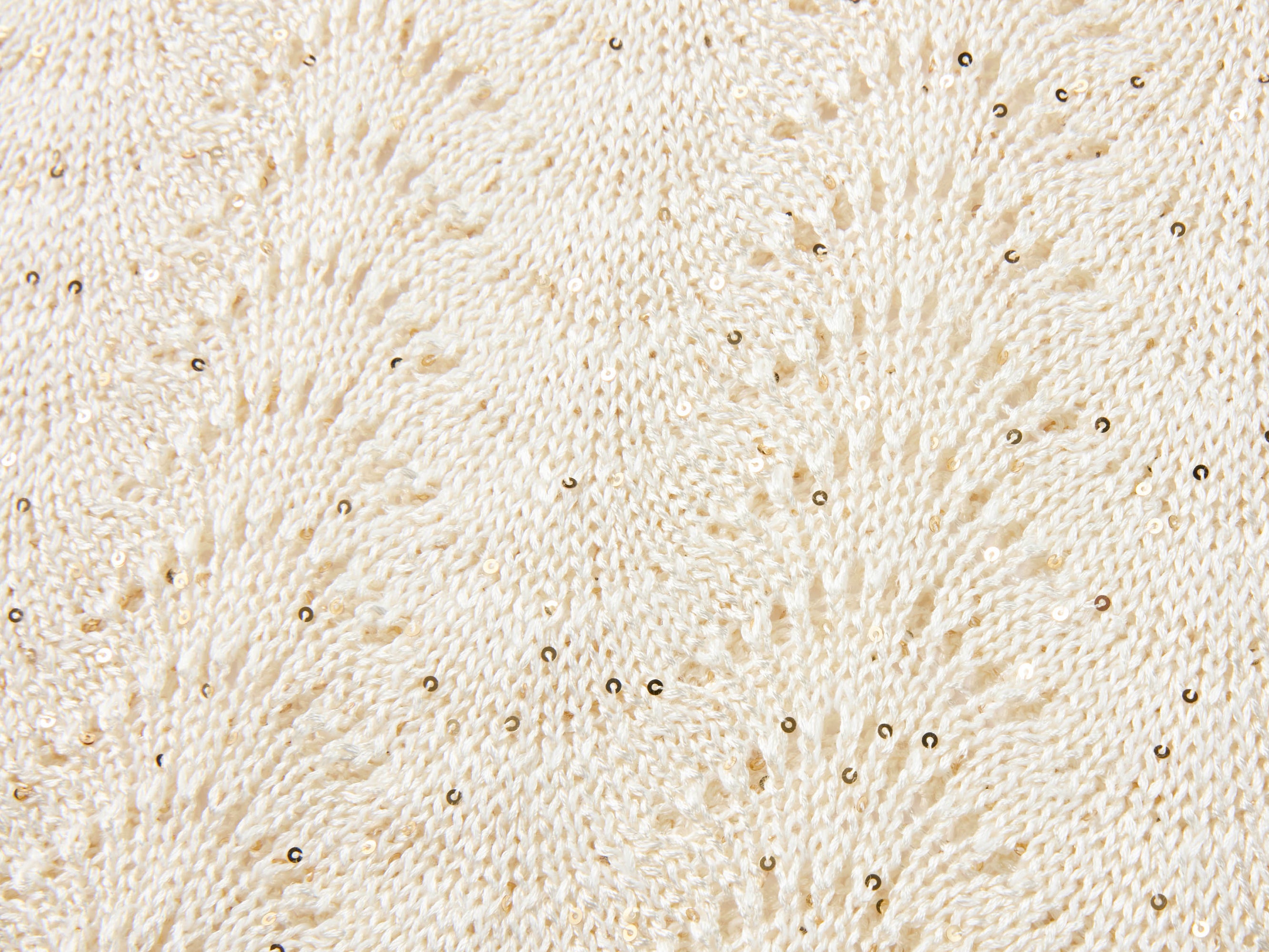 Sequin Embroidery Designer Cropped Knit Top | White