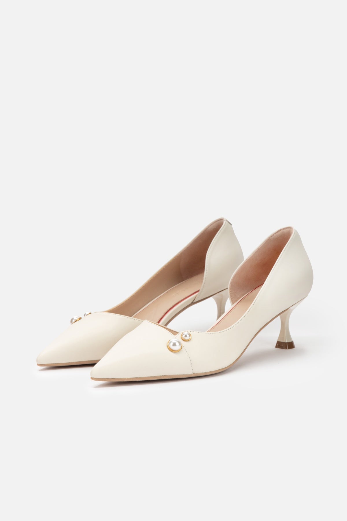 Elegance Pearl Hollow High Heels | White