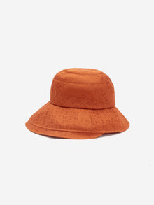 Chinese Style Silk Embroidered Bucket Hat | Rust