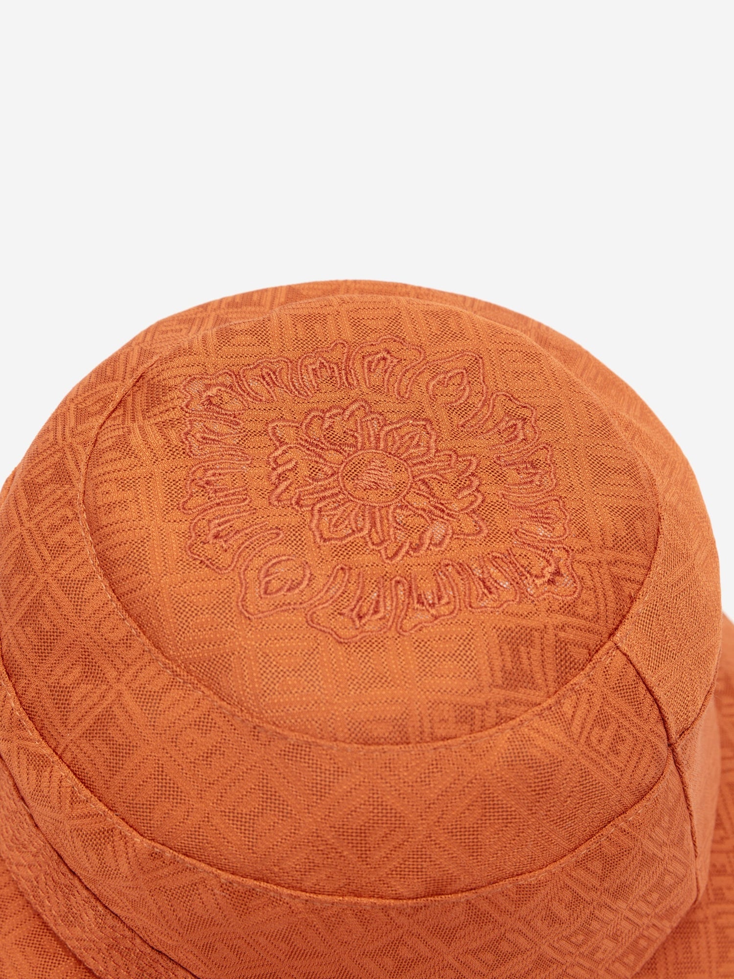 Chinese Style Silk Embroidered Bucket Hat | Rust