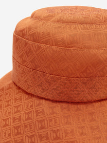 Chinese Style Silk Embroidered Bucket Hat | Rust