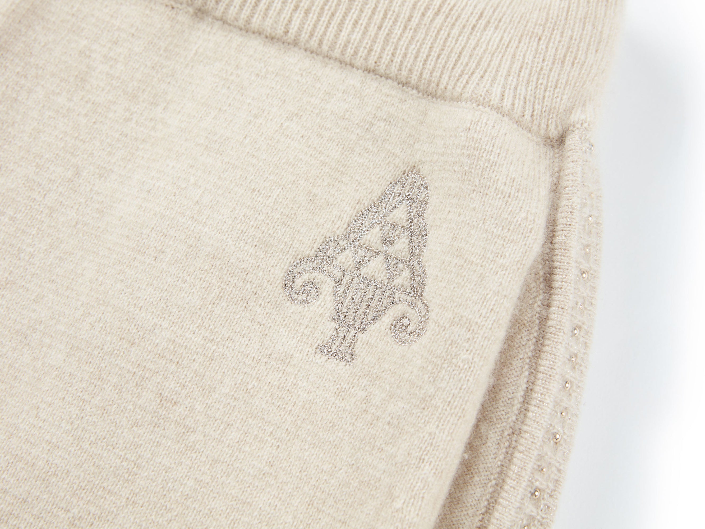High-waisted Knit Straight Leg Pants | Beige