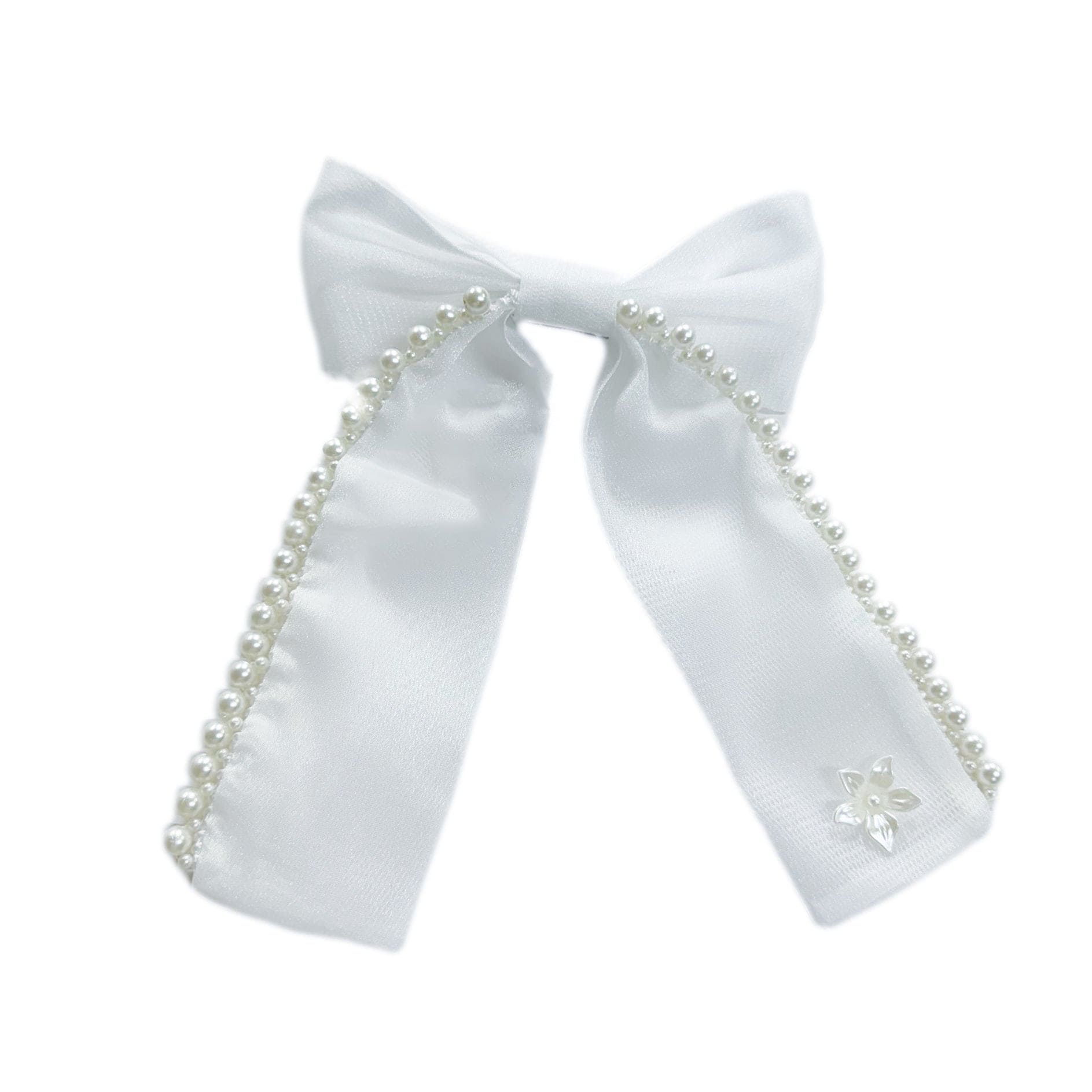 Pearl Ceremony Hair Bow | White