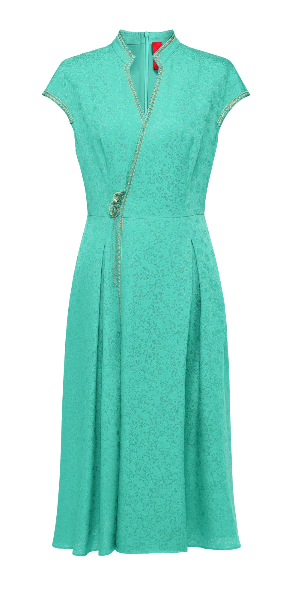 Silk Flower Brocade Dress | Green