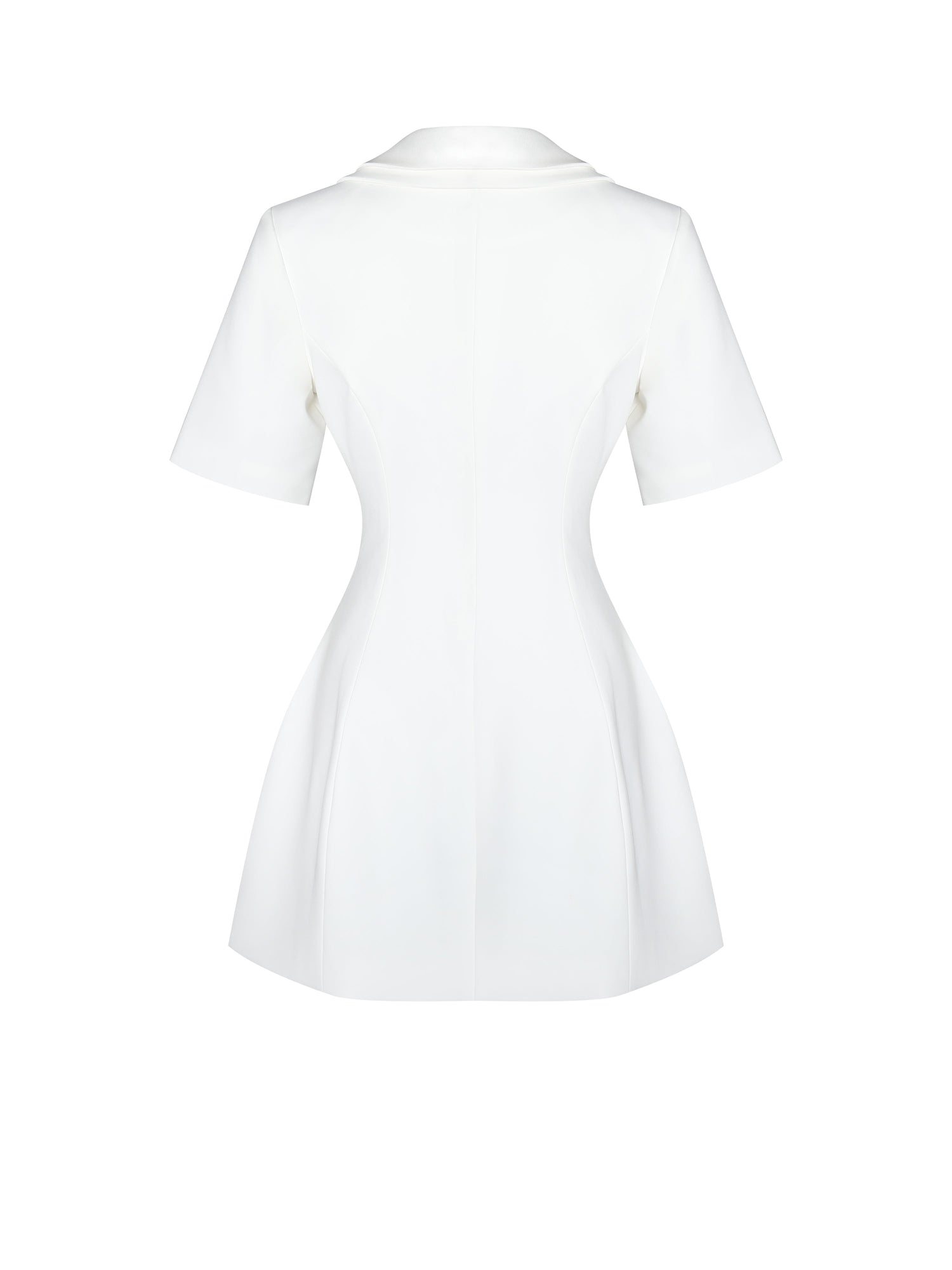 Madelina Double Breast Satin Trim Blazer Dress | White