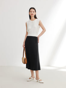 High-Waisted Midi Skirt | Black