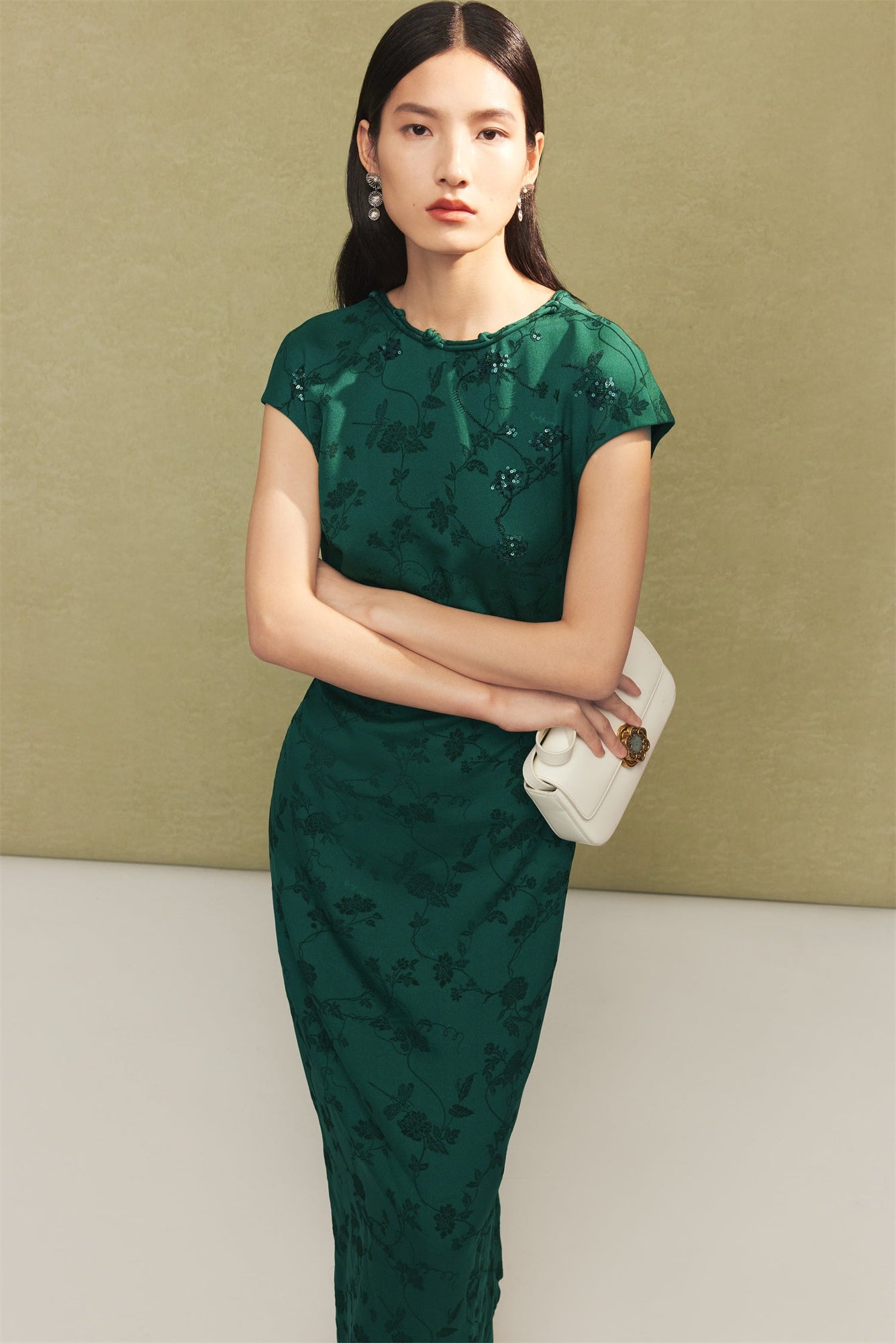 Chinese Style Silk Qipao Dress | Green