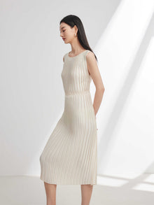 Pleated Dress | Beige