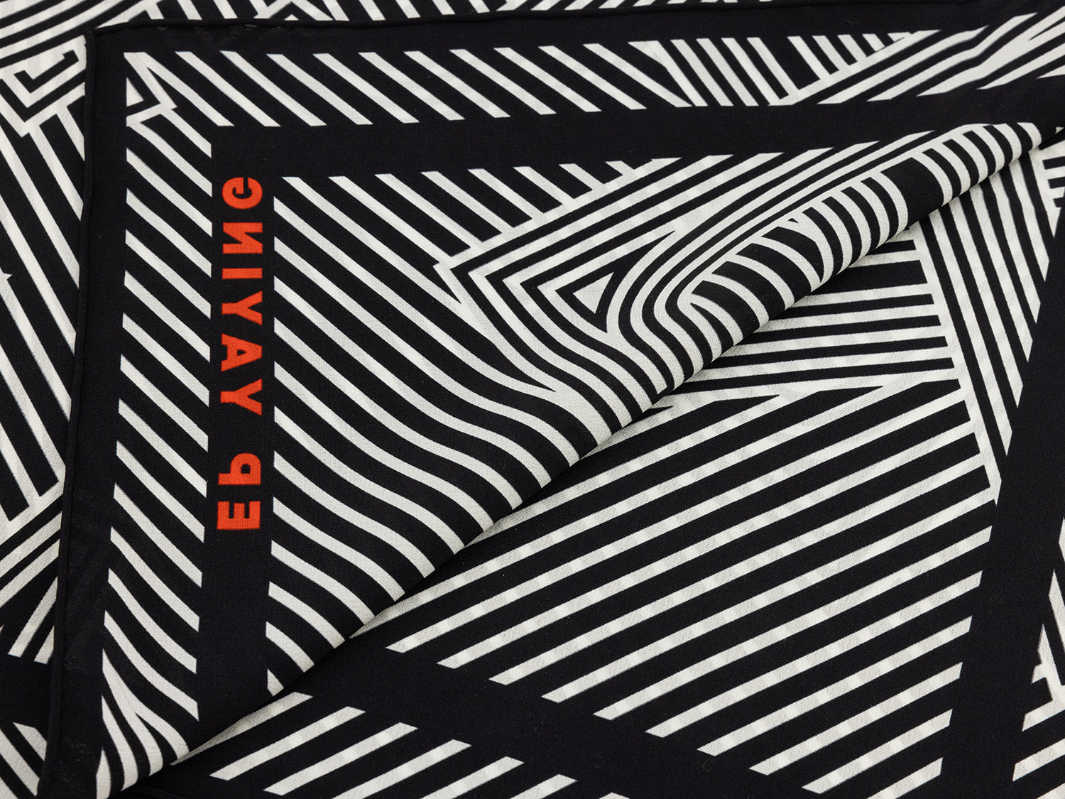 Silk Letter Print Scarf | Black/White