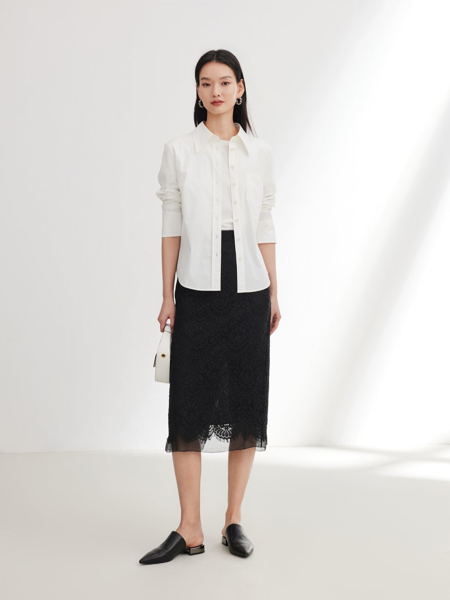 Lace Straight Skirt | Black