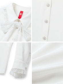 Lace Bow Shirt | White