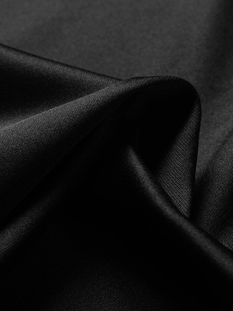 Elegant Silk Print Basic T-Shirt | Black