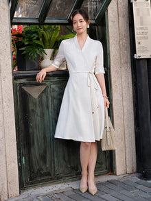 wrap-style traditional Chinese dress | White