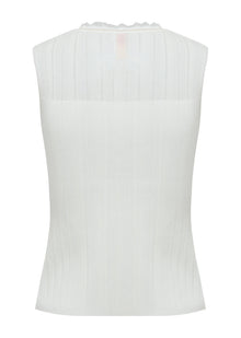 Mulberry Silk Sleeveless Knit Cardigan | White